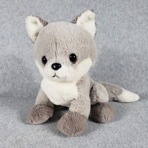 Hallmark Fox Cub Plush Gray White Sitting Stuffed Animal Toy 8" Modern Woodland